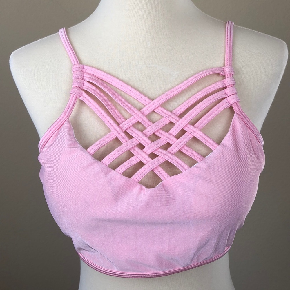 Pink Strappy Swim Top or Crop Top - Size Medium